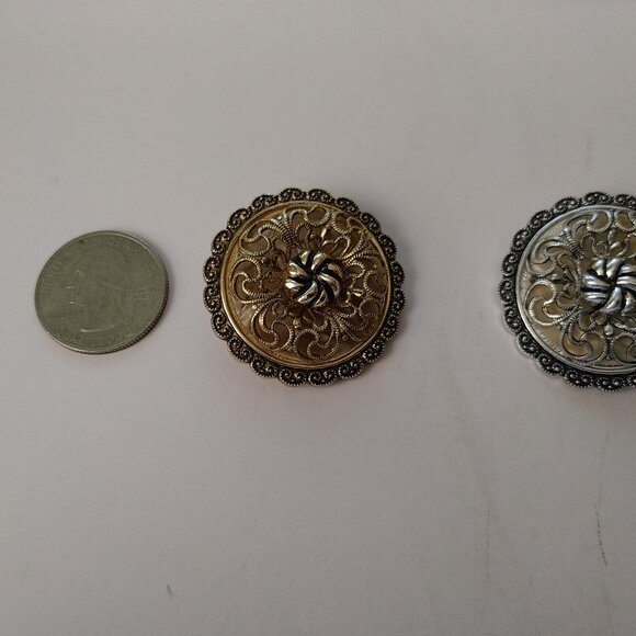 Vintage Scarf Clips (2) (Gold & Silver Tones) Stamped with W. Germany - Picture 3 of 7